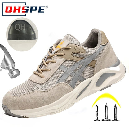 Nuevos zapatos de protección laboral ligeros y transpirables para hombres y mujeres, con puntera de acero antiaplastamiento y antipinchazos.