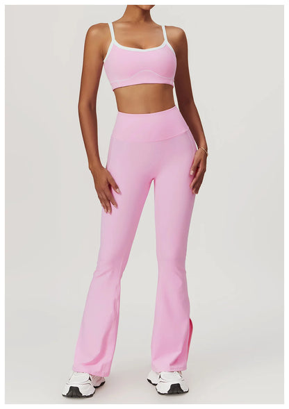 Conjunto deportivo de yoga FUBEIKE para mujer, de verano, color nude, ajustado, con espalda descubierta, ideal para gimnasio, ropa deportiva para mujer, para correr al aire libre.