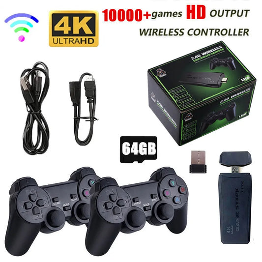 Consola de videojuegos 2.4G con doble mando inalámbrico, 4K, 10.000 juegos, 64 juegos retro de 32 GB para PS1/GBA, regalo de Navidad para niño.