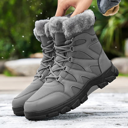 Nuevas botas de invierno para hombre, cálidas y afelpadas, hasta media pantorrilla, para exteriores, antideslizantes, impermeables, para nieve, zapatos de algodón a la moda para hombre.