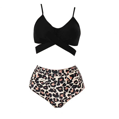 Summer Swimsuit  Stylish Cross Bandage Bra Panties Bikini Set  Breathable Bikini Set