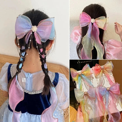 Accesorios para el cabello de moda para niñas, lindas y coloridas horquillas con lazo de gasa, pinzas para el cabello para niñas, accesorios para el cabello, horquillas.