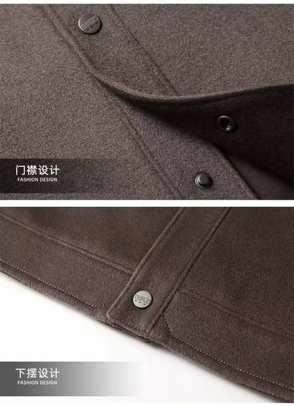 2025 Autumn/Winter New Men's Woolen Coat with 95% Wool Content, Cashmere Warmth, Light Luxury Business Leisure Woolen Coat
