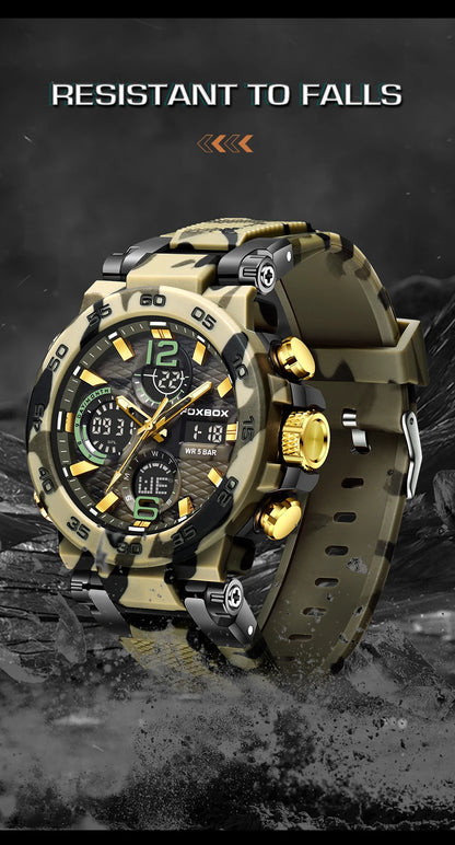 Reloj militar digital LIGE para hombre, resistente al agua hasta 50 m, LED, de cuarzo, deportivo, grande, Masculino