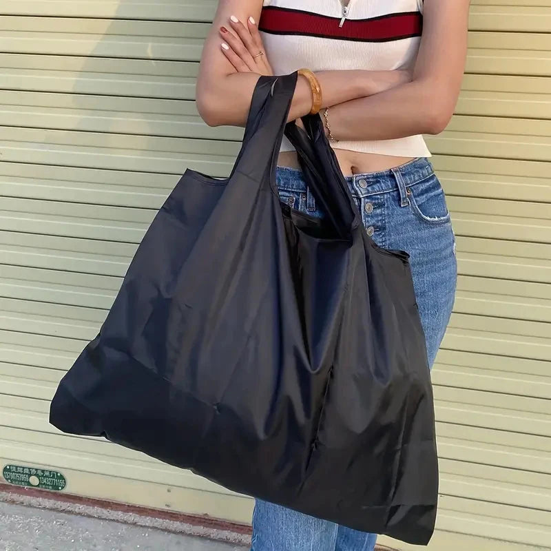 Bolsa de supermercado plegable, portátil y de gran capacidad, respetuosa con el medio ambiente, para guardar alimentos y llevar al hombro, impermeable.
