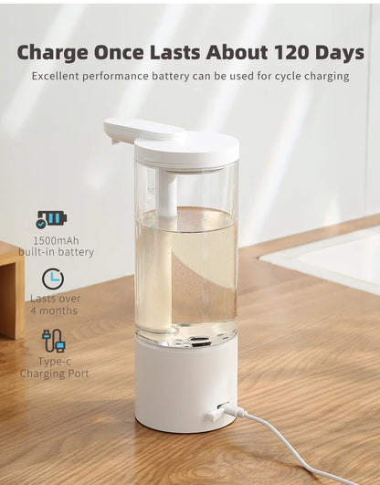 Dispensador automático de jabón líquido de 500 ml para cocina, recargable por USB, sin contacto, de alta capacidad, para detergente. También apto para baño.