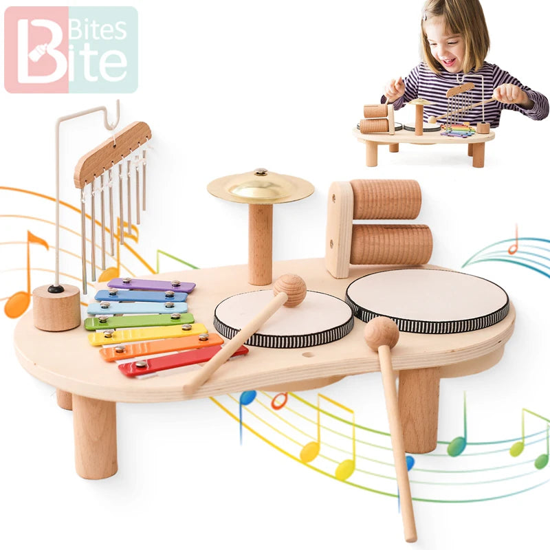 Juguetes educativos para bebés, campanas eólicas de madera Montessori, juguetes musicales para niños, xilófono, regalos de cumpleaños para recién nacidos, juguetes de mesa musicales.