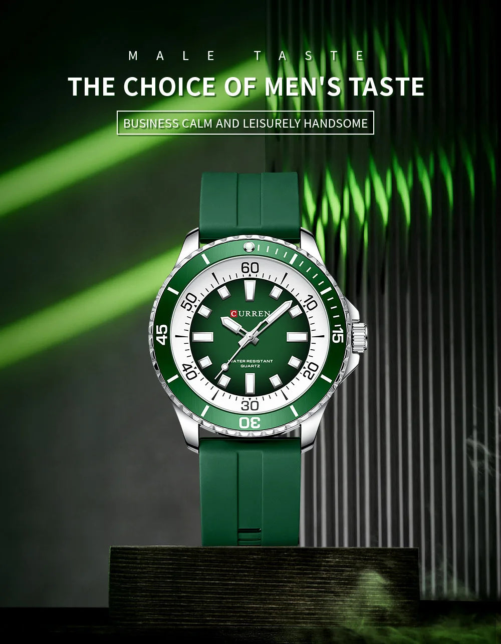 CURREN 8448 Reloj de cuarzo de moda para hombre, reloj de pulsera deportivo con correa de silicona, luminoso, resistente al agua y esfera grande para exteriores