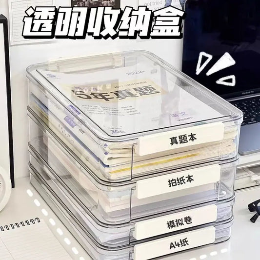 Caja para guardar documentos, documentos de escritorio, caja de clasificación de datos A4, libro de registro del hogar, bolsa para archivos, resistente al polvo y a la humedad.