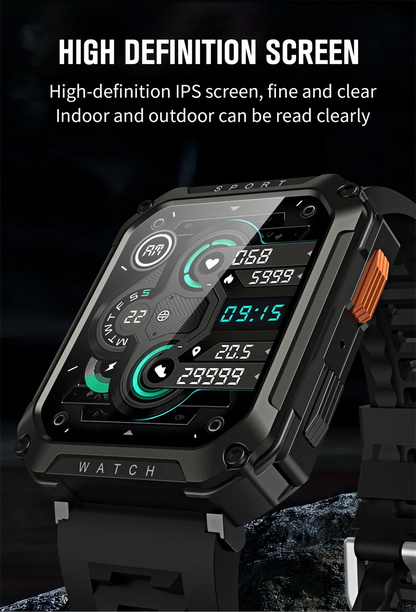 FOXBOX 2025 Reloj inteligente militar para exteriores para hombre, con Bluetooth, llamadas, deportivo, resistente al agua, asistente de voz, reloj de fitness para hombre, nuevo
