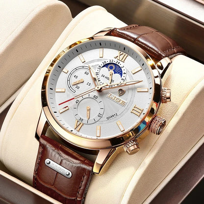 Nuevos relojes LIGE para hombre, marca superior de lujo, reloj de pulsera para hombre, reloj de cuarzo de cuero, reloj deportivo resistente al agua para hombre, reloj Masculino