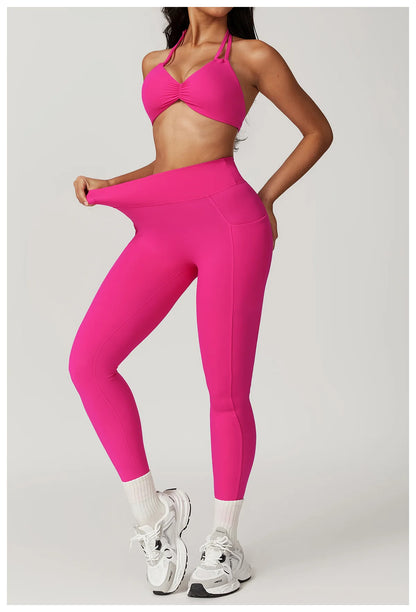 V-shaped Back Yoga Pants High Waist Leggings Gym Workout Tights Sport Women Fitness Female Legging Tummy Control Running Tights