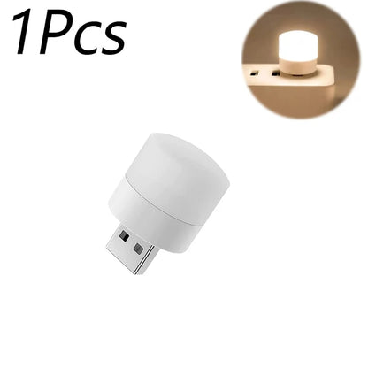 1/10 Mini Luz Nocturna USB Luz Blanca Cálida para Protección Ocular, Ideal para Leer, Leer y Cargar Dispositivos Móviles, Ordenadores y Ordenadores