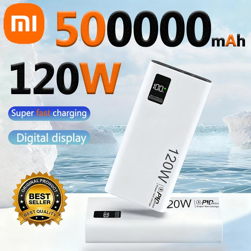 Banco de energía Xiaomi de 500.000 mAh y 120 W, carga ultrarrápida, gran capacidad, para iPhone, Samsung y Huawei.