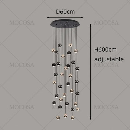 Lámparas colgantes modernas para escalera de apartamento, iluminación LED para sala de estar, pasillo de villa, luces colgantes para escalera, candelabro esférico para vestíbulo.