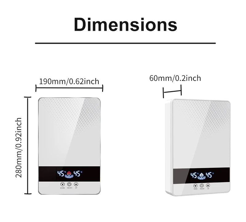 Calentador de agua eléctrico instantáneo sin tanque para ducha, baño y bañera, 220 V, 7000 W, con control automático de temperatura, para uso doméstico y hotelero.
