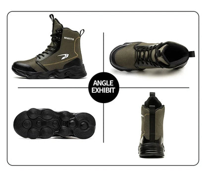 2024 Nuevos zapatos de seguridad para hombre, botas altas de trabajo, zapatillas de trabajo con puntera de acero, botas de trabajo antigolpes y a prueba de pinchazos, zapatos indestructibles