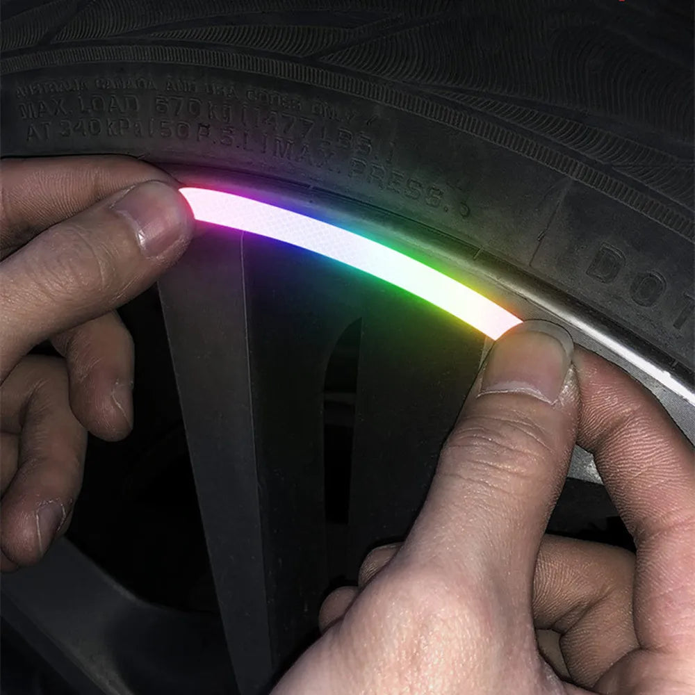 Cinta adhesiva de advertencia de apertura de seguridad con rayas reflectantes para buje de rueda universal de coche, accesorio exterior