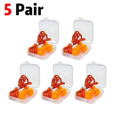 Tapones de silicona suaves con reducción de ruido y protección auditiva, reutilizables, con cordón de goma, para dormir, nadar, roncar y practicar deportes.