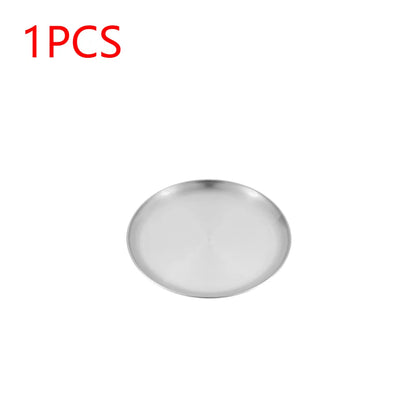 Plato de camping de acero inoxidable, vajilla, contenedor de alimentos, plato de picnic, utensilios de cocina, equipo de camping para senderismo, suministros de camping, nueva base