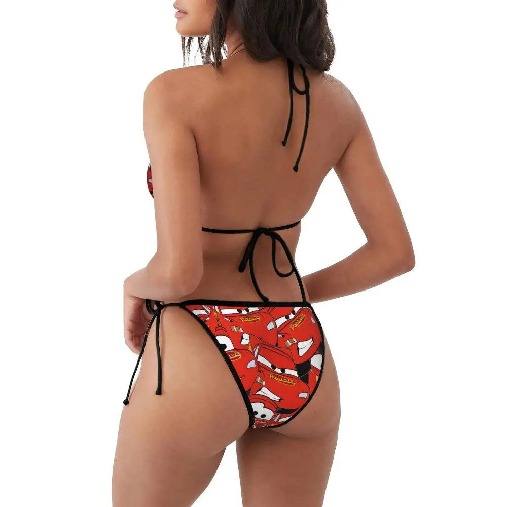 Conjunto de bikini personalizado de Rayo McQueen, traje de baño de dos piezas, bikinis de coches para mujer, conjuntos de bikini triangulares sexys para mujer, traje de baño