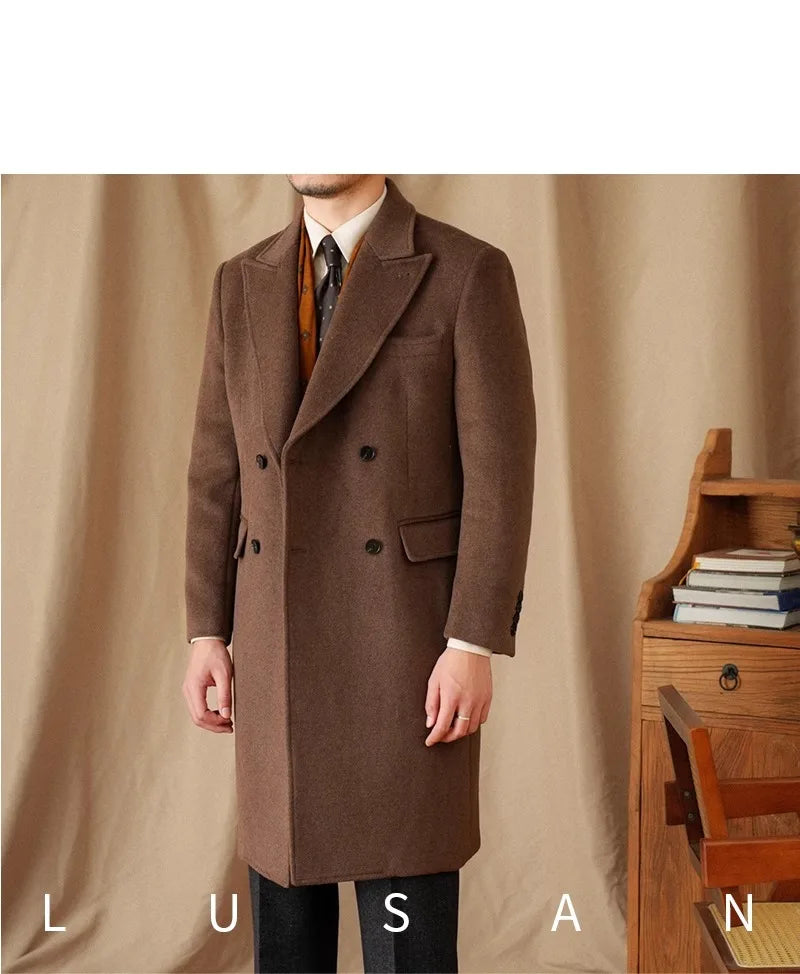 Abrigo Chester de lana 50% para hombre - 800 g. Chaqueta de campo retro cruzada de otoño/invierno.