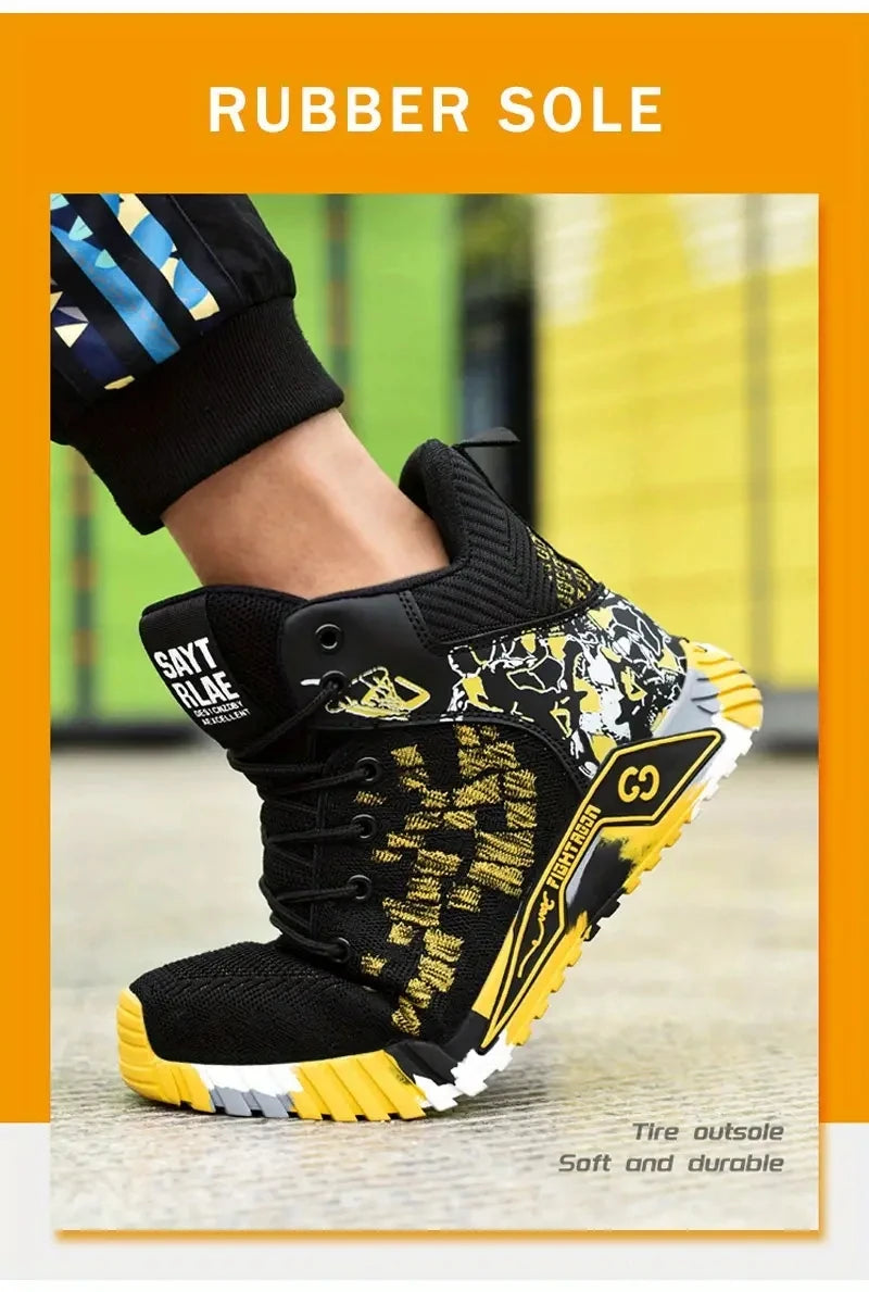 Zapatos de seguridad de caña alta con punta de acero para hombre y mujer, botas de seguridad indestructibles y antigolpes.