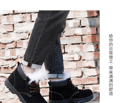 Snow Boots Men's Winter Fur Integrated Men's Shoes Fleece Thickened Warm Labor Insurance Shoes