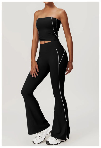 Conjunto deportivo de yoga FUBEIKE para mujer, de verano, color nude, ajustado, con espalda descubierta, ideal para gimnasio, ropa deportiva para mujer, para correr al aire libre.