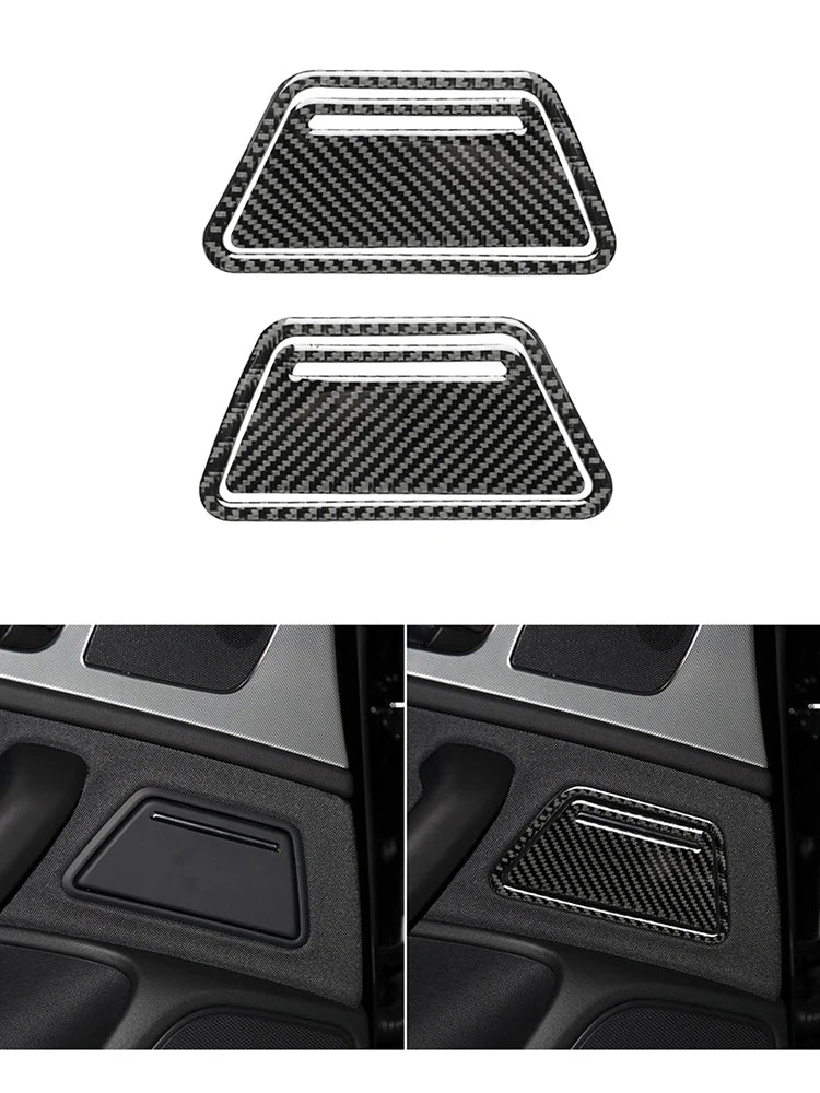 Accesorios decorativos para el interior del coche Audi A6 A7 2012 2013 2014 2015 2016 2017 2018, pegatinas negras de fibra de carbono, embellecedor de cubierta.