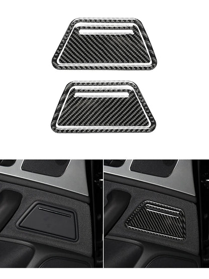 Accesorios decorativos para el interior del coche Audi A6 A7 2012 2013 2014 2015 2016 2017 2018, pegatinas negras de fibra de carbono, embellecedor de cubierta.