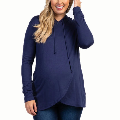 Ropa de maternidad Otoño e Invierno Sudadera deportiva con capucha de manga larga Suéter de maternidad Ropa de lactancia Sudadera con capucha para embarazadas