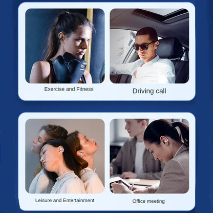 Auriculares inalámbricos TWS Bluetooth 5.3 de conducción ósea T75 con clip para la oreja, cancelación de ruido para música, llamadas HD, deportes y juegos.
