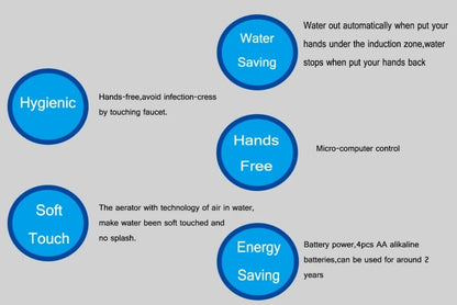 Grifo automático con sensor para inodoro y lavabo de baño de alta calidad, con ahorro de agua y montaje en cubierta.