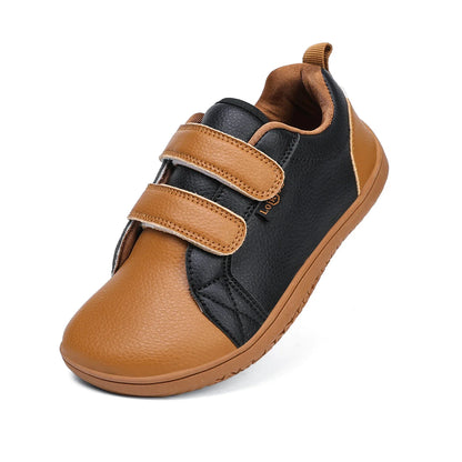 Zapatos descalzos para niños y niñas, zapatillas minimalistas de moda con punta ancha, ligeras, con velcro, de cuero artificial