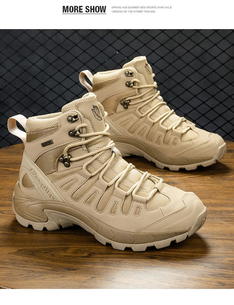 Botas de senderismo para hombre, botas tácticas de combate para el desierto, zapatos de invierno para hombre, botines de desierto para hombre, zapatos de seguridad para el trabajo, talla grande 39-46