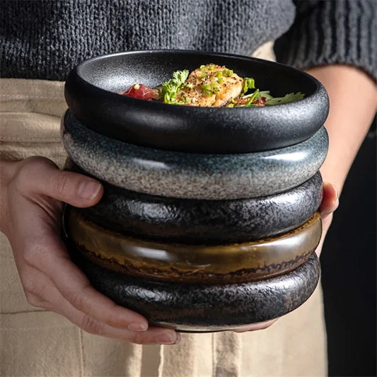 Platos de sushi de cerámica retro creativos, bocadillos japoneses y coreanos, platos y platos pequeños, juego de platos de cerámica, juego de platos japoneses