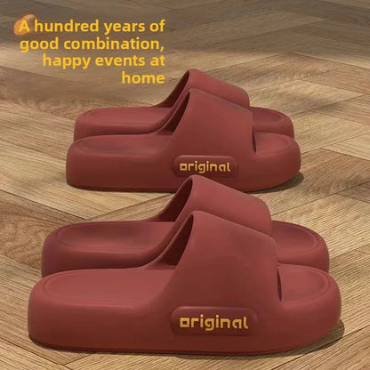Pantuflas rojas de suela gruesa, antideslizantes y resistentes a los olores, estilo 2025, para el hogar, cómodas y de verano, de PVC.
