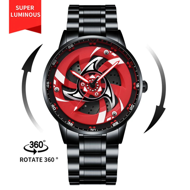 Reloj de cuarzo con esfera giratoria caleidoscopio Sharingan, esfera de anime japonés 3D, reloj de marca superior de lujo, resistente al agua, reloj de moda para hombre.