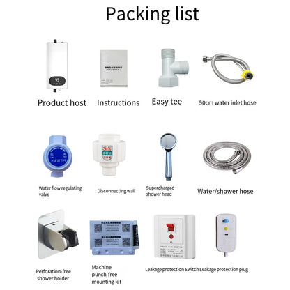 Calentador de agua instantáneo sin tanque de 5500 W con termostato, calentador de inducción, calentadores eléctricos táctiles inteligentes, ducha automática.