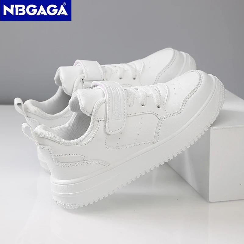 Zapatillas deportivas para niños, zapatos casuales para niños, zapatos planos de cuero negro para caminar para estudiantes, calzado deportivo ligero antideslizante para niñas, calzado de tenis