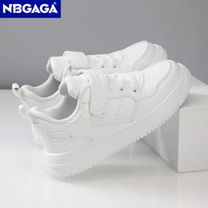 Zapatillas deportivas para niños, zapatos casuales para niños, zapatos planos de cuero negro para caminar para estudiantes, calzado deportivo ligero antideslizante para niñas, calzado de tenis