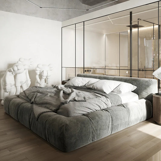 Cama de estilo europeo, moderna y cómoda, estilo italiano, de calidad, para bodas, diseñada por un diseñador que crea camas gemelas.