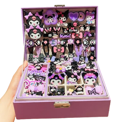 Conjunto de accesorios para el cabello para niños de Sanrio, joyero, horquillas para el cabello para niñas, tocados, regalos de cumpleaños para niñas