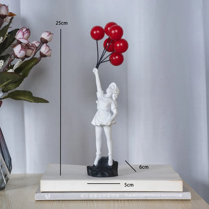 Decoración del hogar, decoración de la habitación, escultura creativa de globo de amor para niña, adornos abstractos modernos para el hogar, escritorio, estudio, oficina.