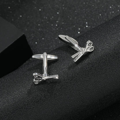 Colección de herramientas, joyería, gemelos con forma de tijera y martillo para hombres y niños, accesorios, regalo para festivales.