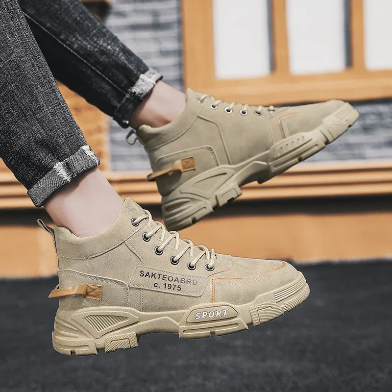 Botas casuales para hombre, suela suave, antideslizantes, para las cuatro estaciones, para trabajar al aire libre, para estudiantes, deportivas, a la moda, para jóvenes, versátiles y a la moda.