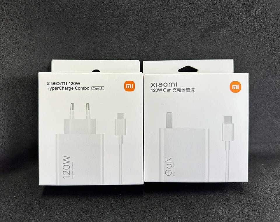 Cargador original Xiaomi de 120 W con conector tipo C y carga rápida GaN. Compatible con Xiaomi Mi 17, 14 Pro, 13t, Poco F7 Ultra, F4 GT y Redmi Note 13 Pro+.