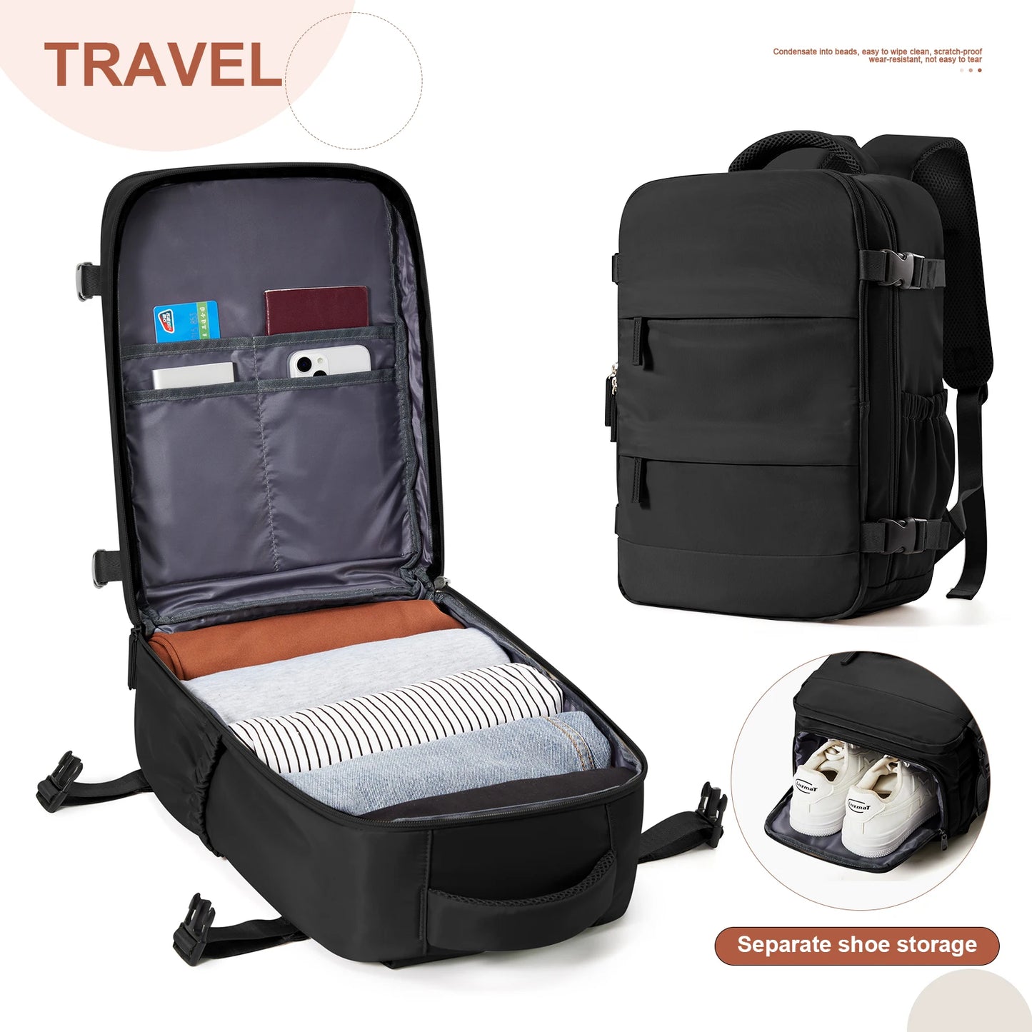 Mochila Ryanair 40x20x25, bolsa de cabina, mochila de viaje para hombres y mujeres, equipaje de mano, mochila para portátil de ocio, mochila para viaje, cabina