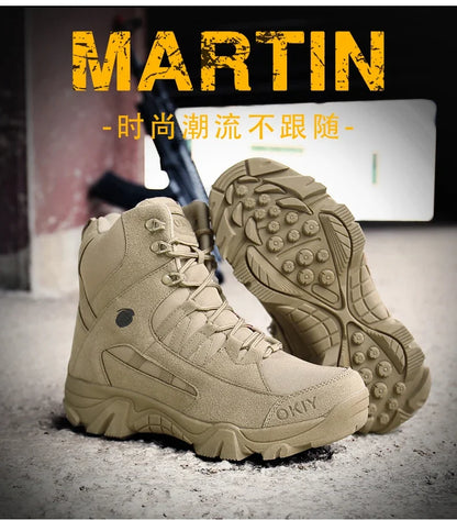 Botas tácticas para hombre con cordones, transpirables, estilo militar, botas del desierto, botas de senderismo y escalada, botas de seguridad unisex para caza y motociclismo.